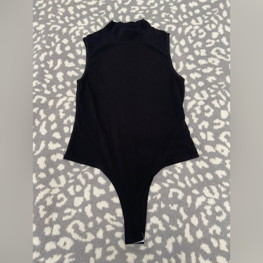 THREADBARE MOCK NECK BLACK BODYSUIT TANK SIZE 8